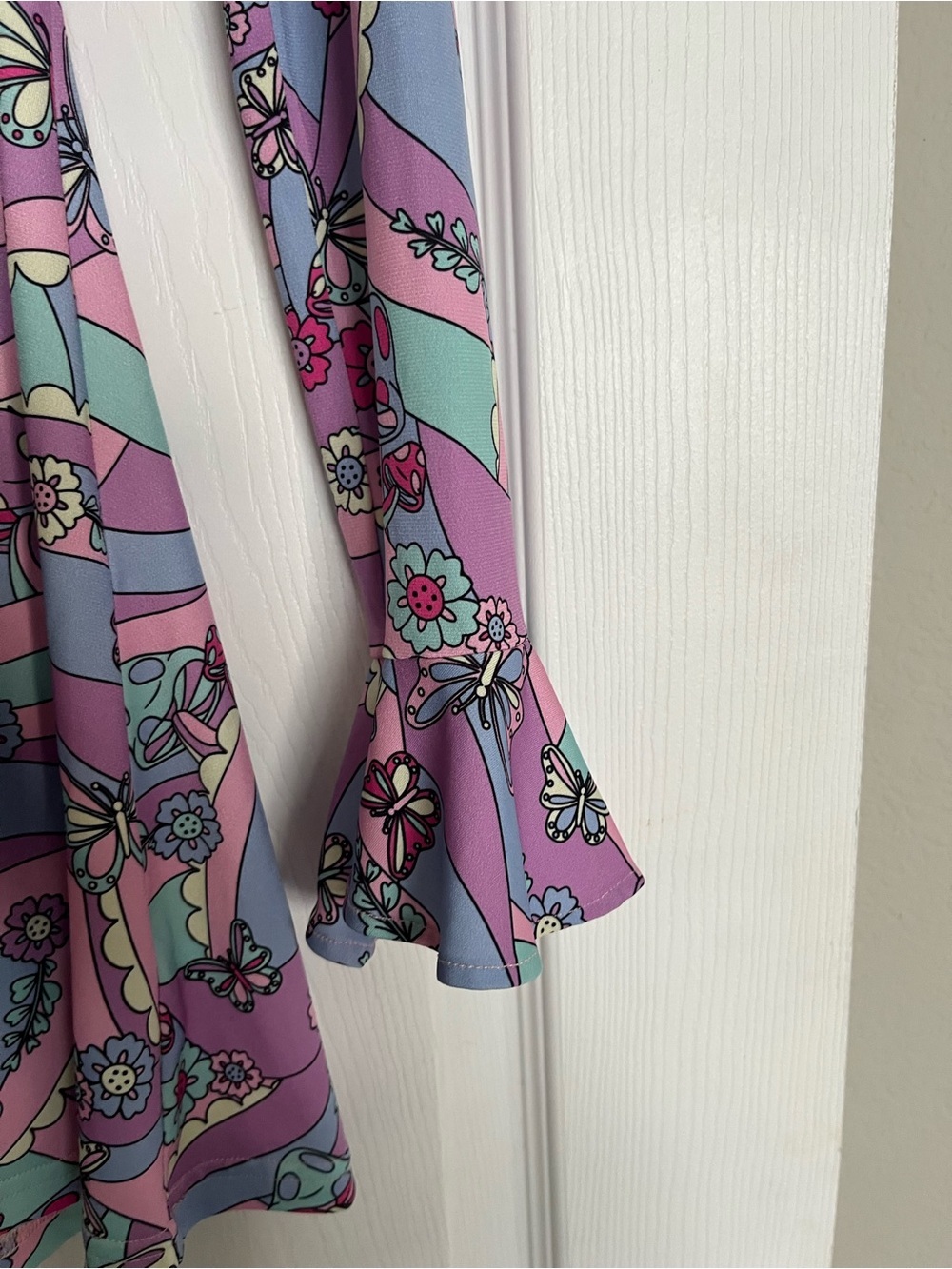 Sugar Thrillz Pastel Floral Wave Long-Sleeve Mini Dress - Picture 4 of 4